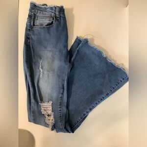 Redfox Jeans Size 7 Distressed Waist and a Flare Bottom Blue Jeans Preloved